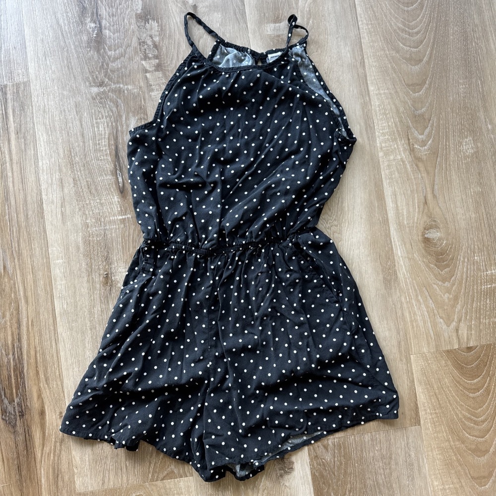 Old Navy Black And White Dot Romper Size Xs Sleeveless